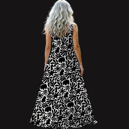 “Monochrome” Women’s Sleeveless Maxi Dress