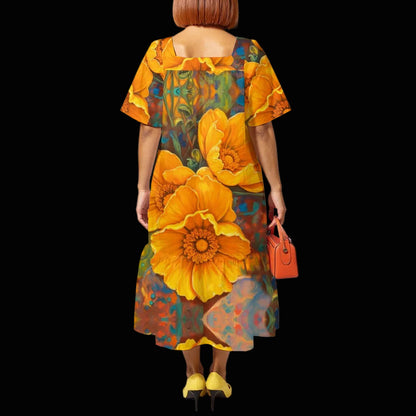 “Golden Cascade” Women's Elegant Long Dress