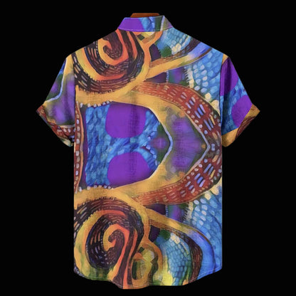 “Colour Vortex” Men's Stand Collar Shirt|115GSM Cotton poplin