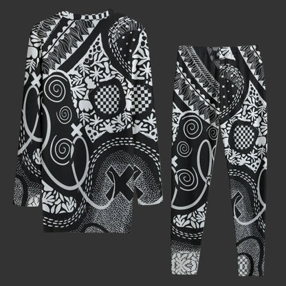 “Scribble”  Women's Side Split T-shirt Set