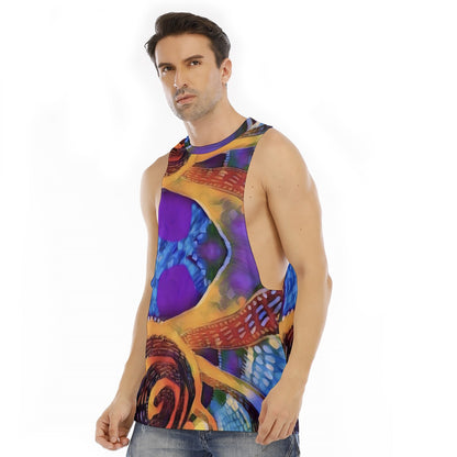 “Colour Vortex” Men's O-neck Long Tank Top