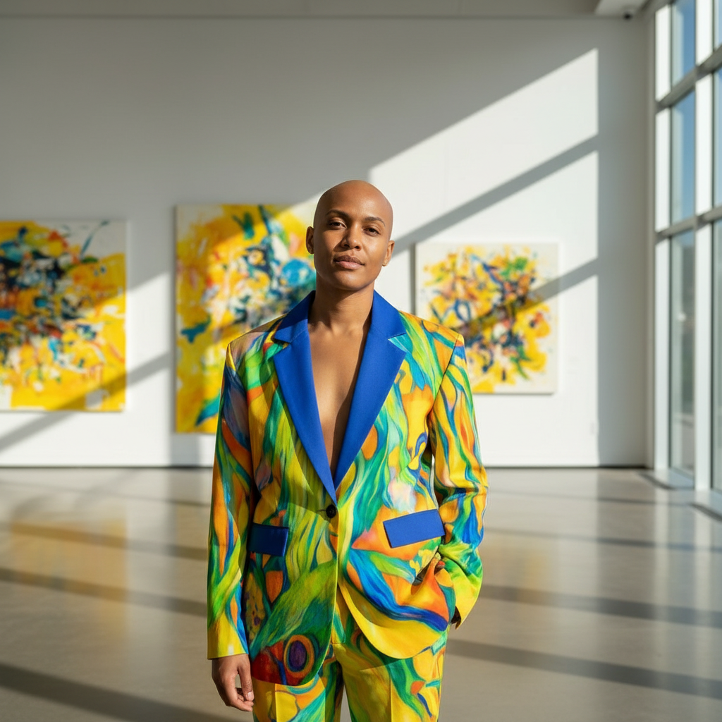 “Iridescence” Men's Casual Flat Lapel Collar Blazer