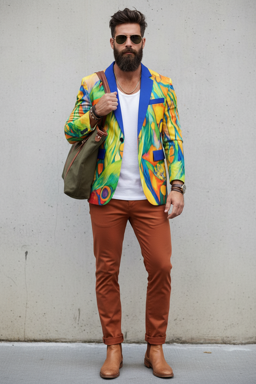 “Iridescence” Men's Casual Flat Lapel Collar Blazer