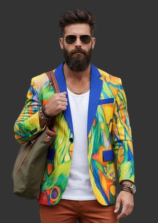 “Iridescence” Men's Casual Flat Lapel Collar Blazer