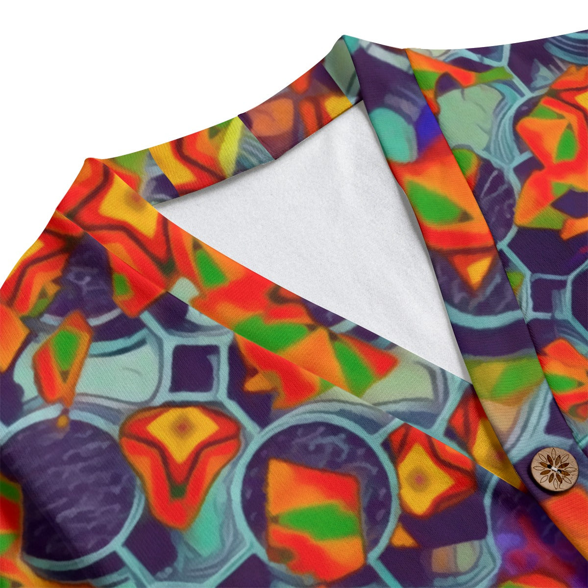 “Botanic Nebula”  Unisex V-neck Knitted Fleece Cardigan With Button Closure