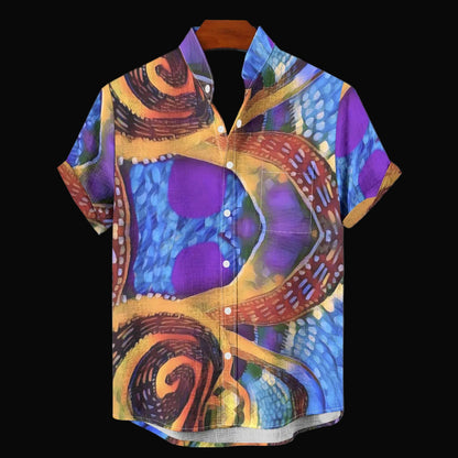 “Colour Vortex” Men's Stand Collar Shirt|115GSM Cotton poplin