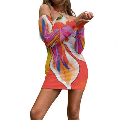 “Dietes” Women's Halter Lace-up Dress
