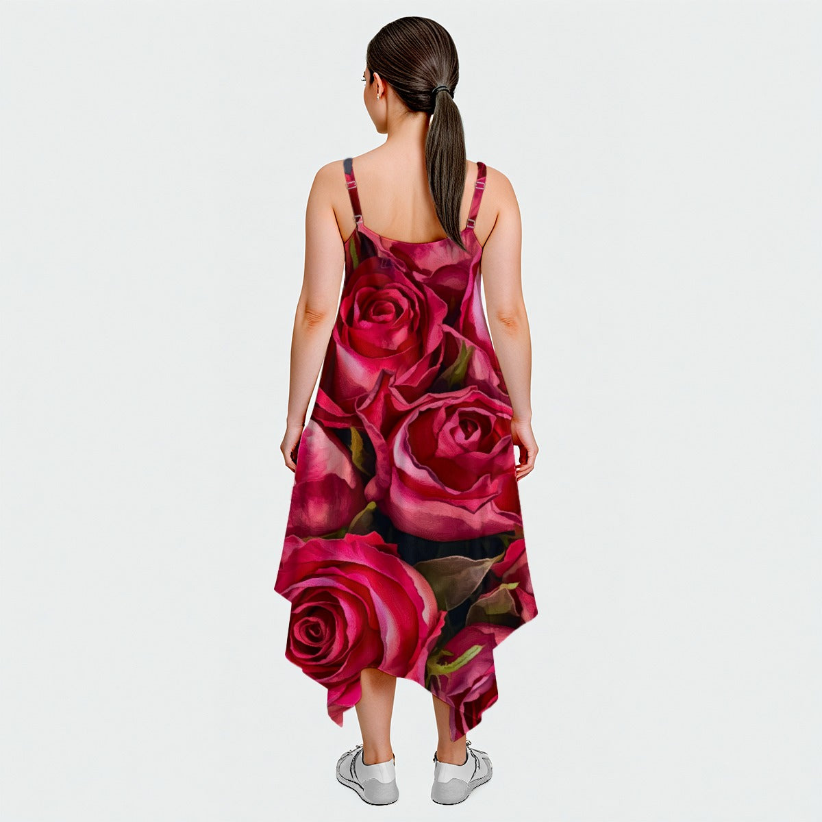 “Rose Red” Ladies Spaghetti Strap Maxi Dress