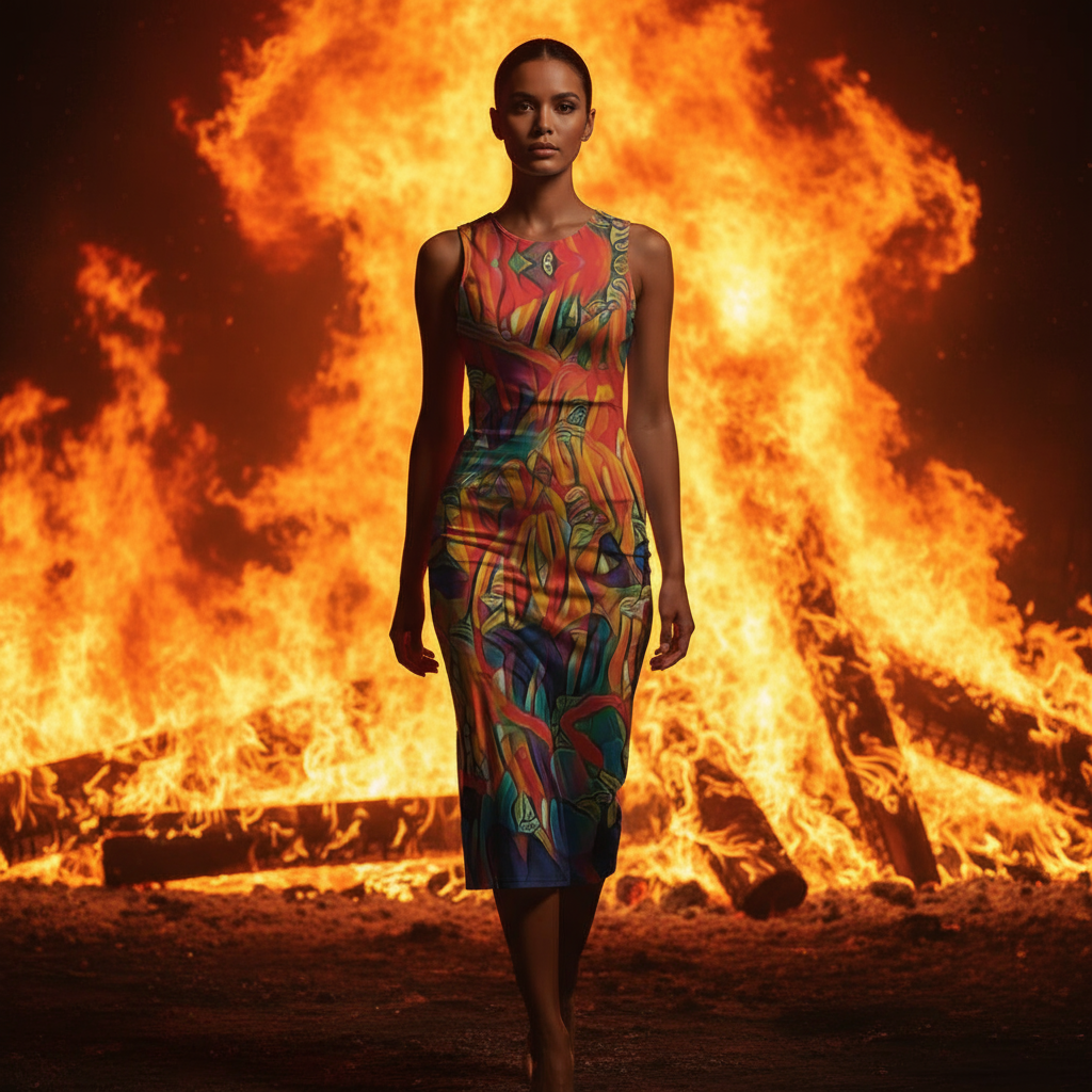 “Chromatic Fusion Dress” Beach Perspective Chiffon Sleeveless Dress