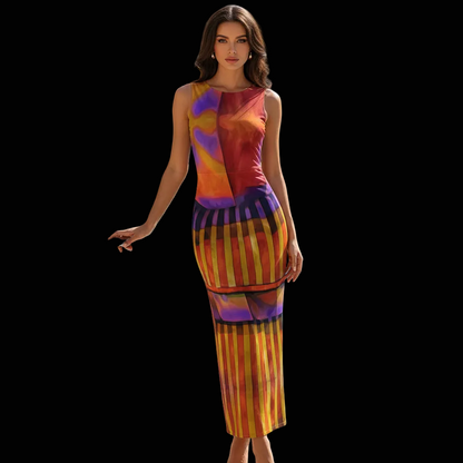 “Carnival” Women's Beach Perspective Chiffon Sleeveless Dress