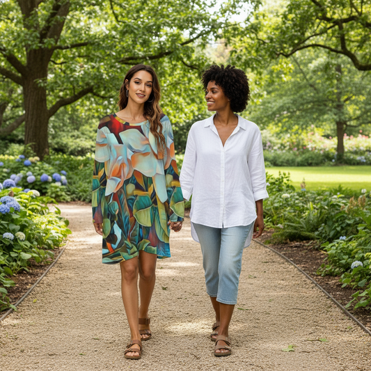 “Gardenia” Women's Loose Crew Neck Dress