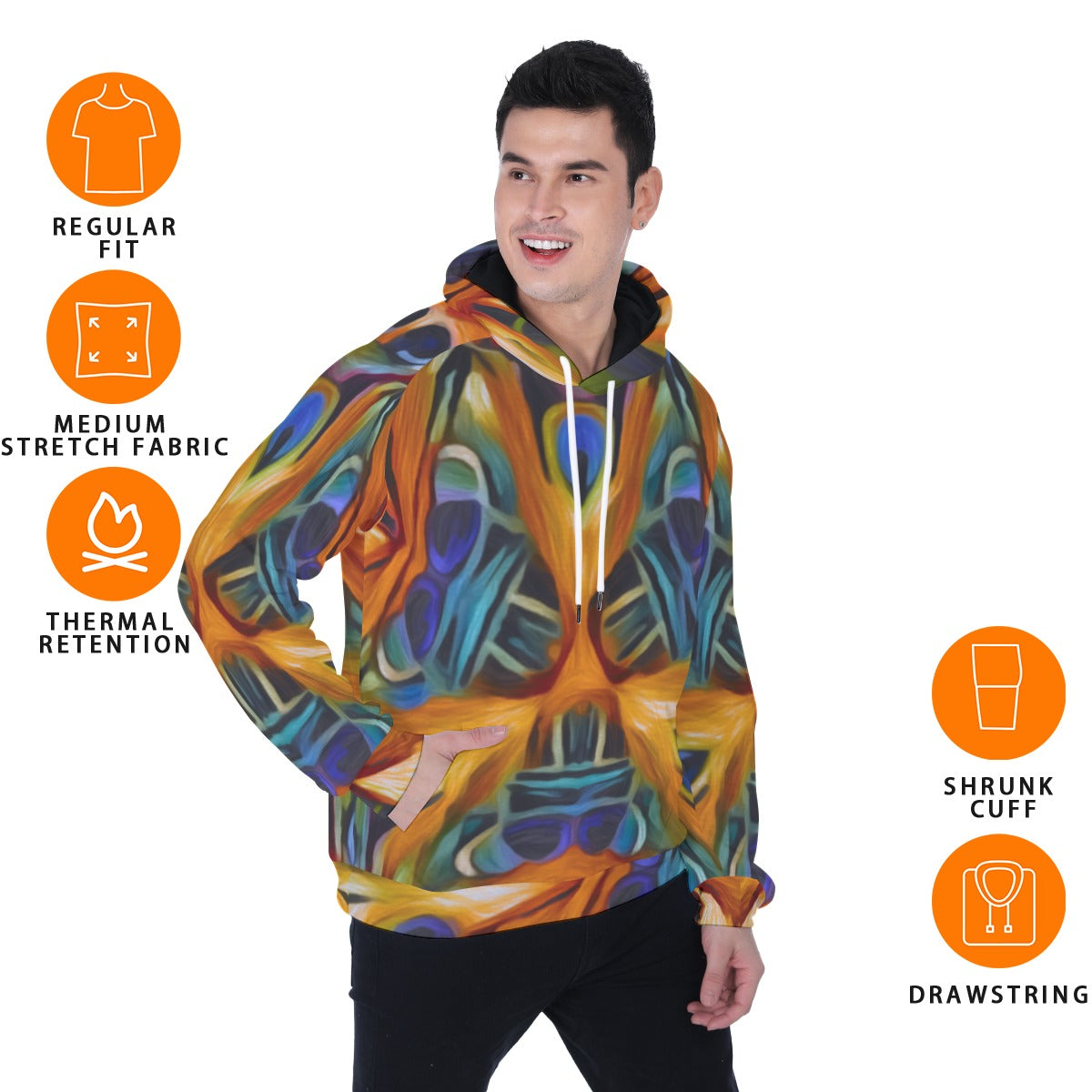 “Exotic Rhythms” Men's Heavy Fleece Raglan Hoodie