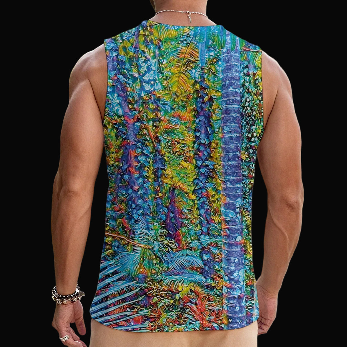 “Flouro Jungle” Men's Tank Top With Drawstring