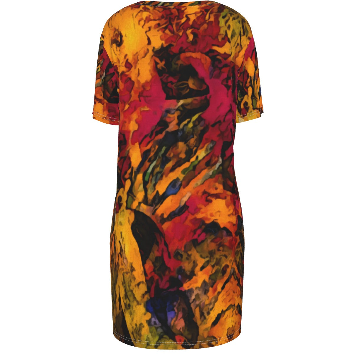 “Golden Flux”  Women's Waist Tight Dress | 190GSM Cotton