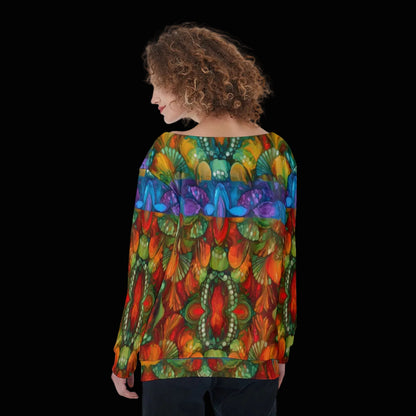 “Kaleidoscopic Spectrum” Women's Off-Shoulder Sweatshirt