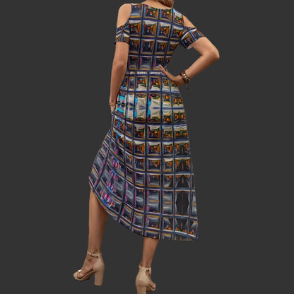 “Armoury” Women's V-neck Off-shoulder Dress