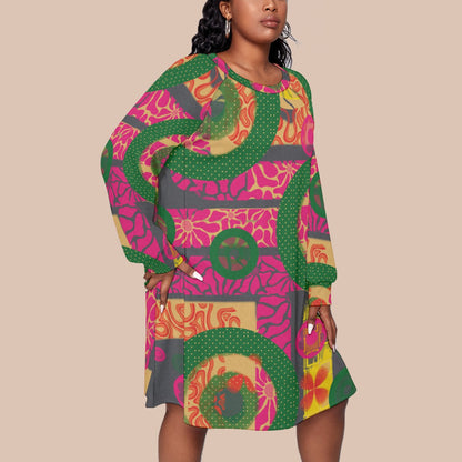 “Neo-retro” Women's Dress With Raglan Sleeve(Plus Size)