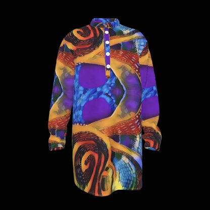 “Colour Vortex” Men's Stand-up Collar Long Shirt
