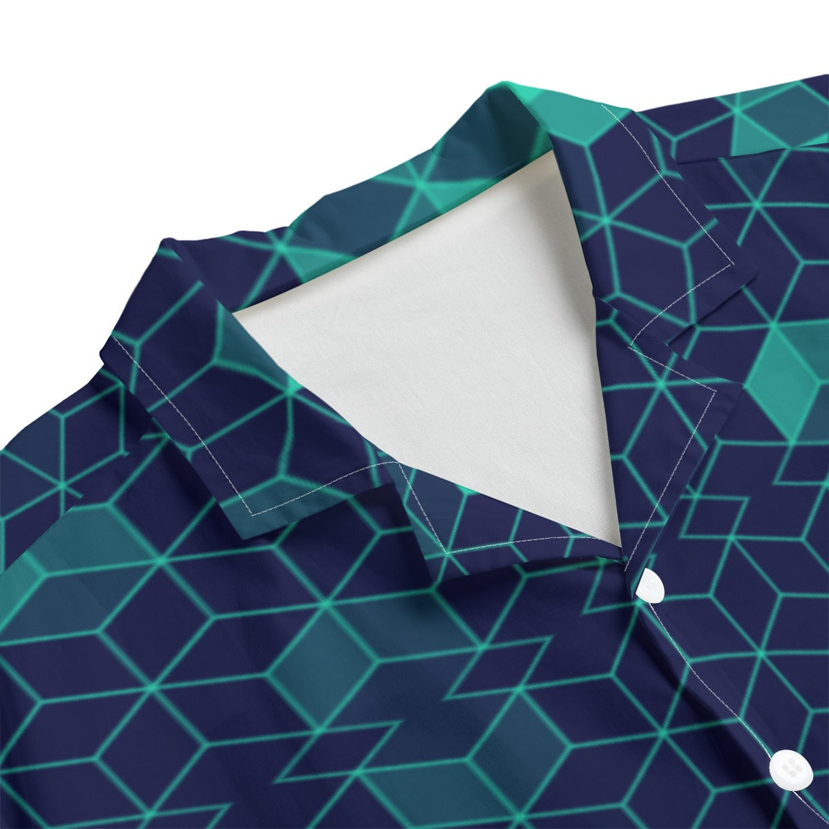 “Polyhedral” Men's Hawaiian Shirt With Button Closure |115GSM Cotton poplin
