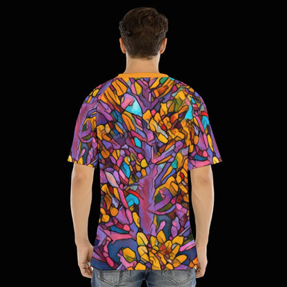 “Mosaic Pulse” Men's Raglan Sleeve T-shirt With Button Closure