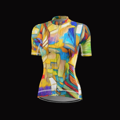 “Kaleidoscope” Women's Anti-Slip Raglan Cycling Jersey With Short Sleeve