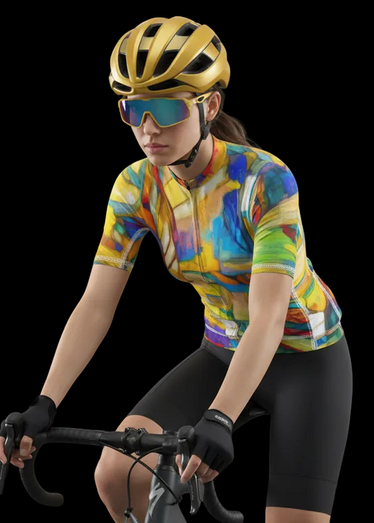 “Kaleidoscope” Women's Anti-Slip Raglan Cycling Jersey With Short Sleeve