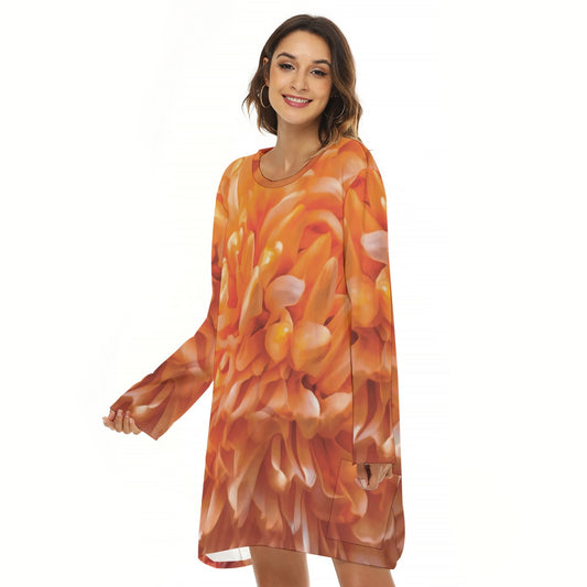 “Peachy”  Women's Loose Crew Neck Dress