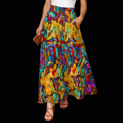 “Abundance”  Women's Ruffled Wide-Leg Pants