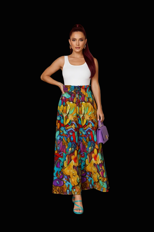 “Abundance”  Women's Ruffled Wide-Leg Pants