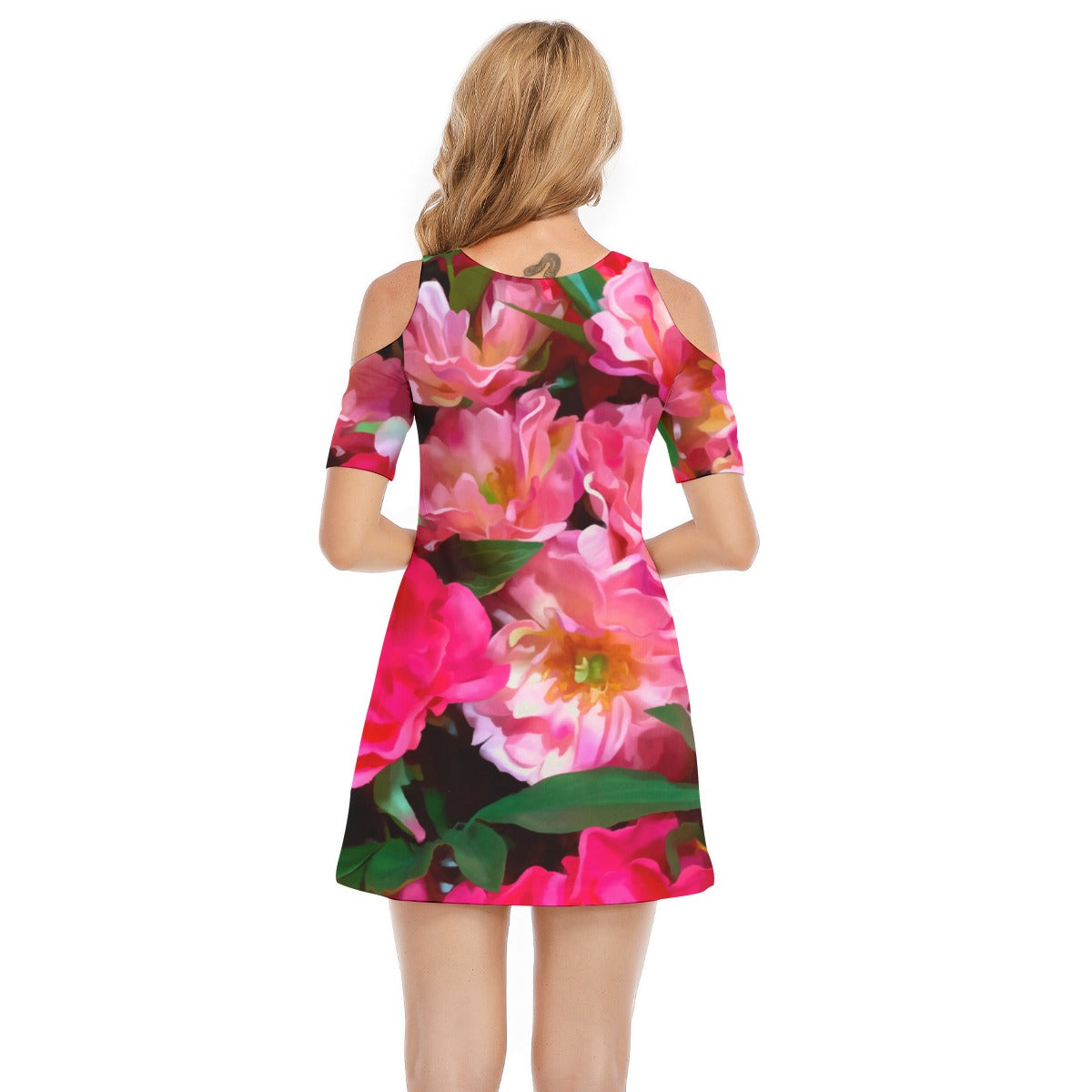 “Summer Blush” Women's Cold Shoulder Dress | 190GSM Cotton