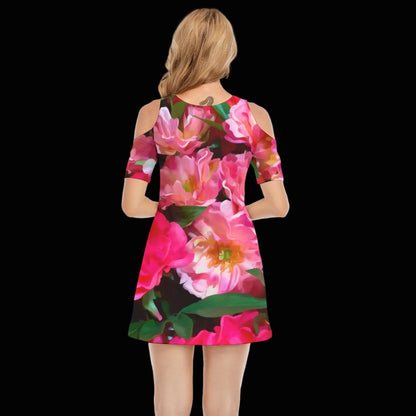 “Summer Blush” Women's Cold Shoulder Dress | 190GSM Cotton