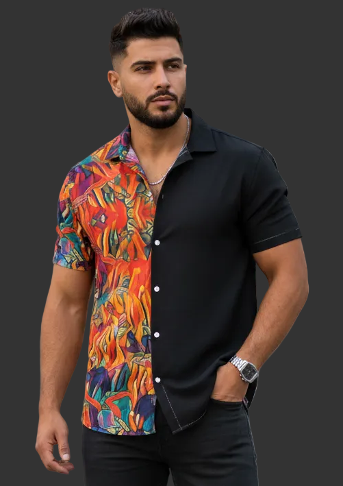 “Chromatic Fusion”  Unisex Shirt With Folding Sleeve