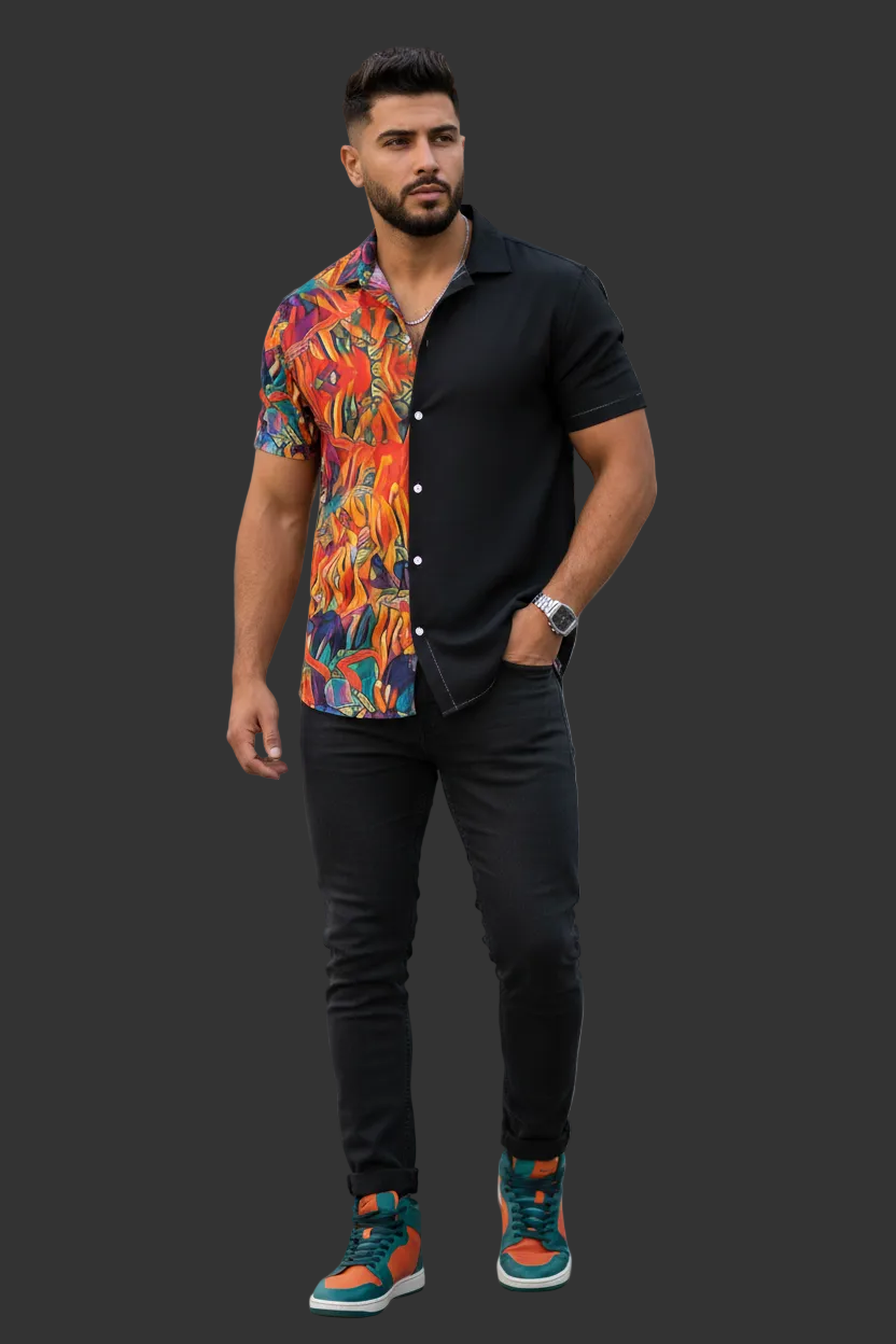 “Chromatic Fusion”  Unisex Shirt With Folding Sleeve