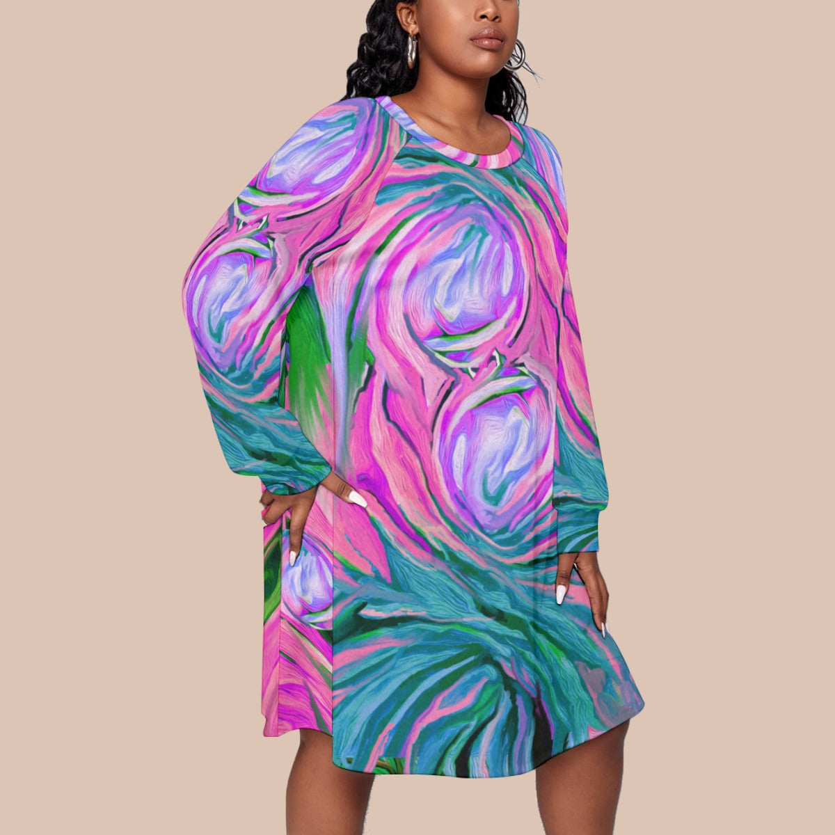 “Noosa” Dress With Raglan Sleeve(Plus Size)