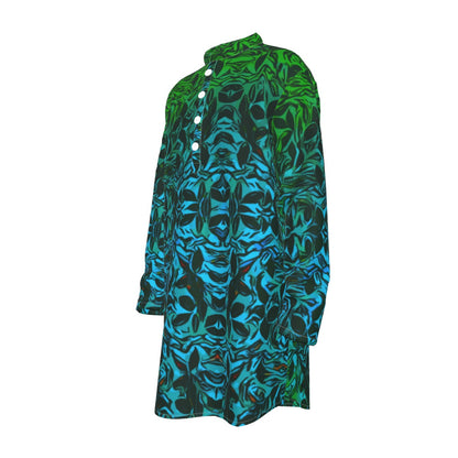 “Tribal Oceanic” Men's Stand-up Collar Long Shirt