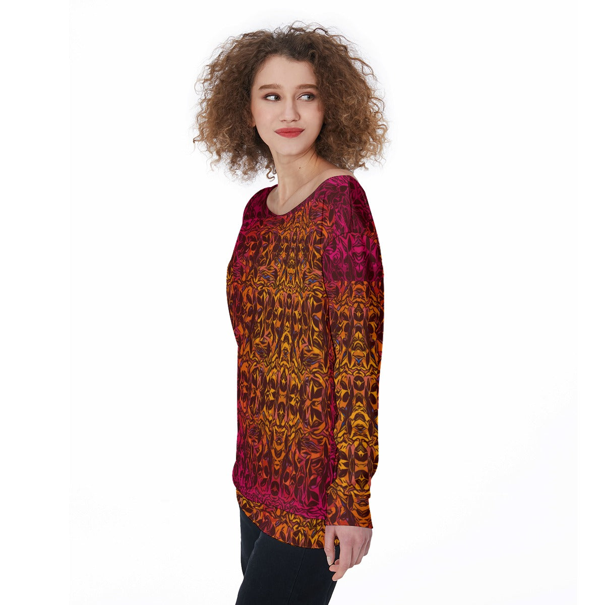 “Tribal Sunset” Women's Off-Shoulder Sweatshirt
