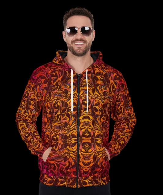 “Tribal Sunset”  Zip Up Hoodie With Pocket