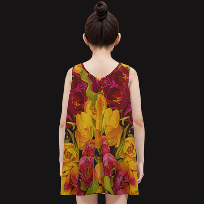 “Radiant Harmon” Kid's Sleeveless Dress | 180GSM Cotton