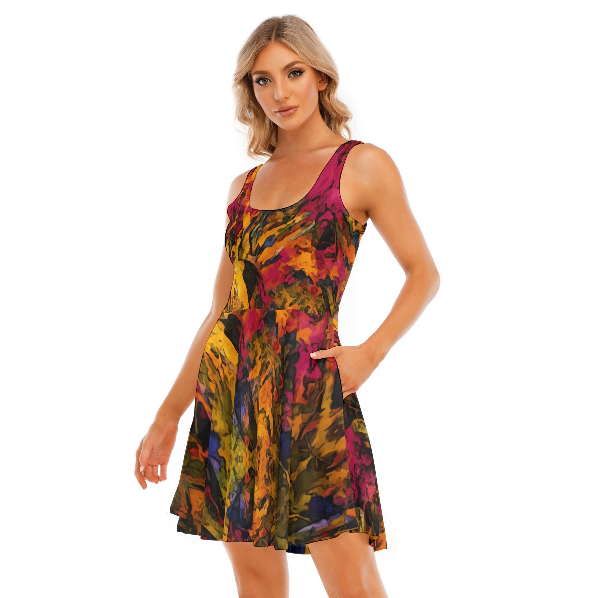 “Golden Flux”  Women's Tank Vest Dress
