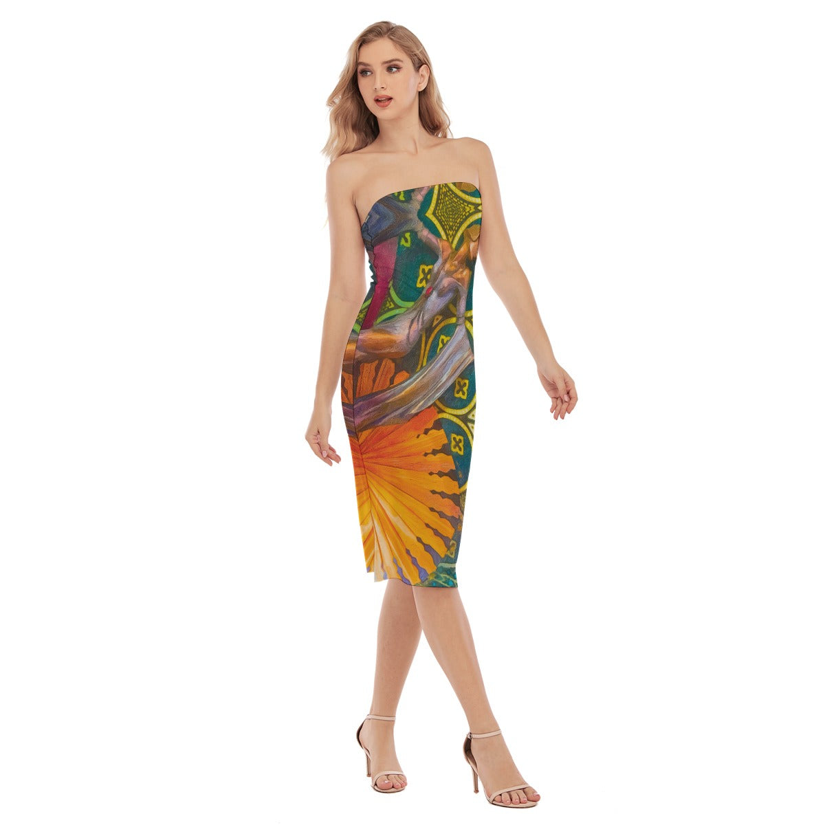 “Deco” Women's Side Split Tube Top Dress
