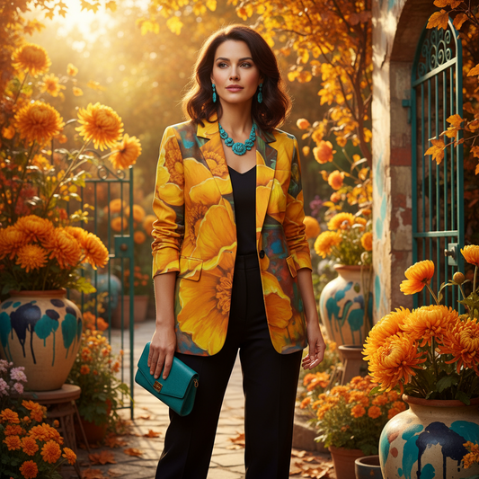 “Golden Cascade” Women's Leisure Blazer | 245GSM Cotton