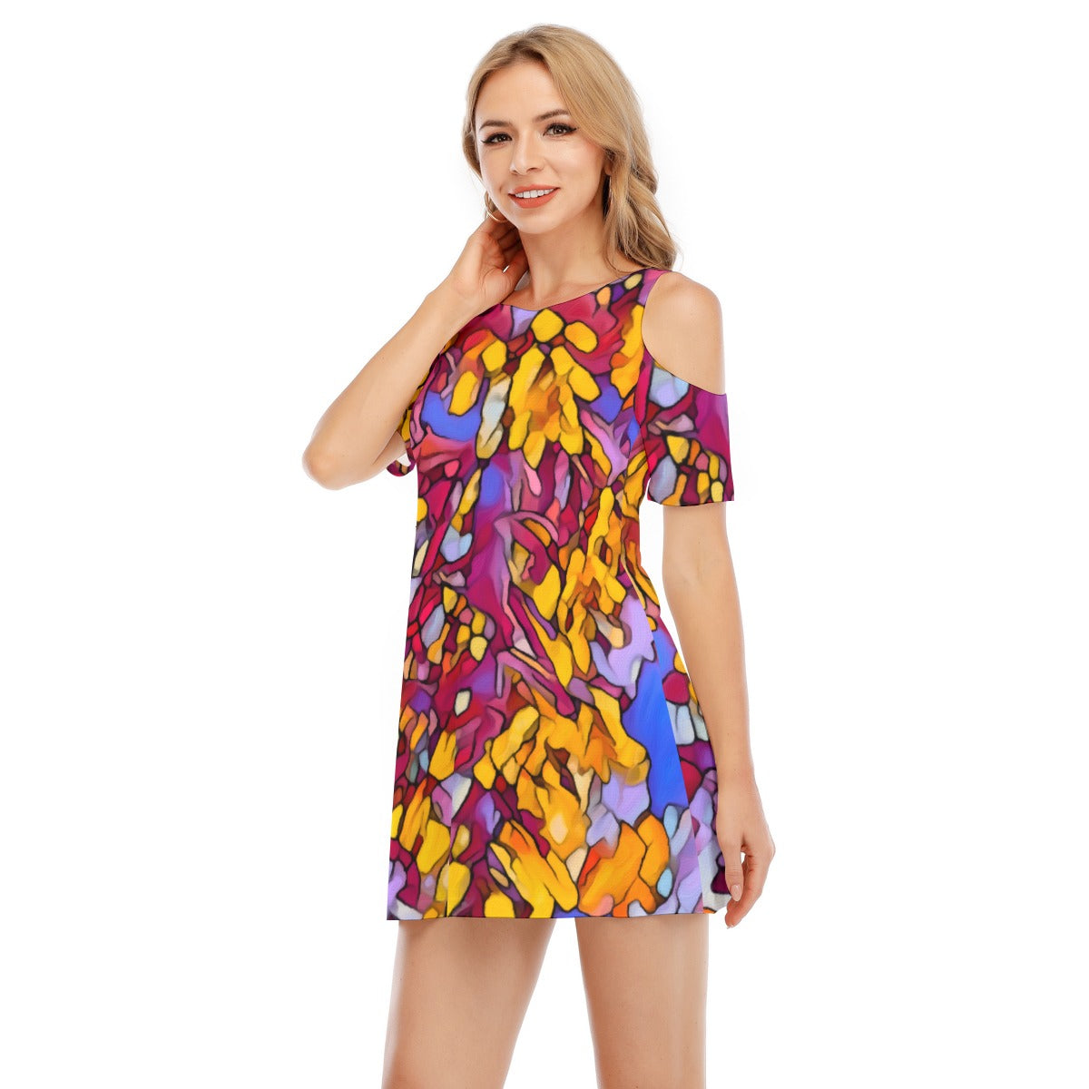 “The Language of Light” Women's Cold Shoulder Dress | 190GSM Cotton