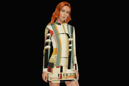 "City Skyline" Women's Zip Front Tight Dress