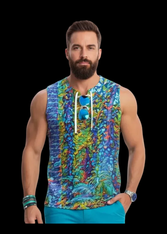 “Flouro Jungle” Men's Tank Top With Drawstring