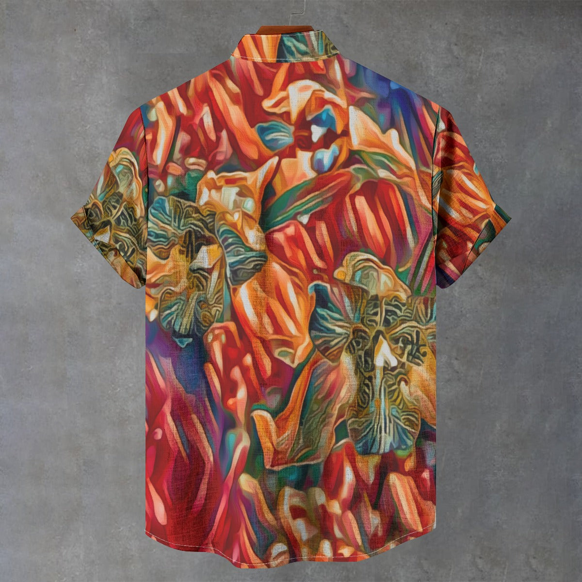 “Orchid Flame” Men's Stand Collar Shirt|115GSM Cotton poplin