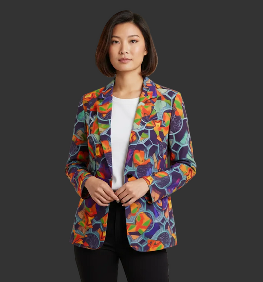 “Botanic Nebula” Women's Leisure Blazer | 245GSM Cotton