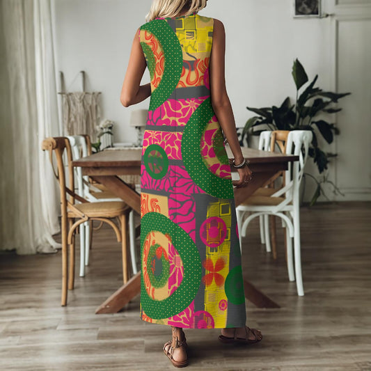 “Neo-retro” Women's V-Neck Long Dress