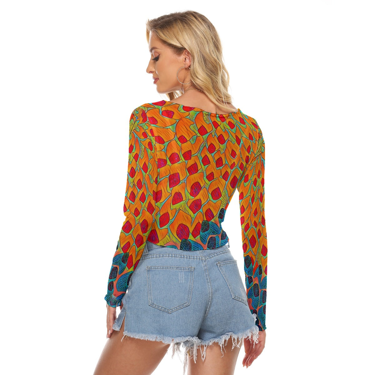 “Fractured Sunset” Mesh Long Sleeve T-shirt