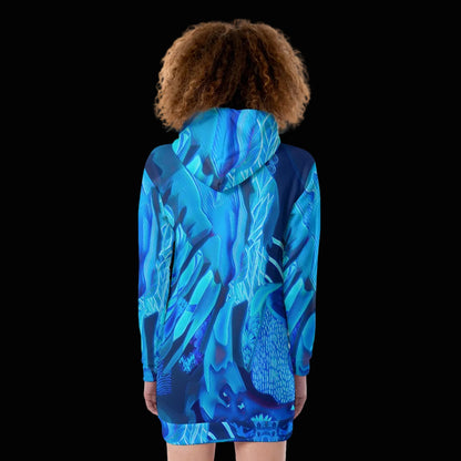 “Azure Dreamscape” Women's Heavy Fleece Long Hoodie