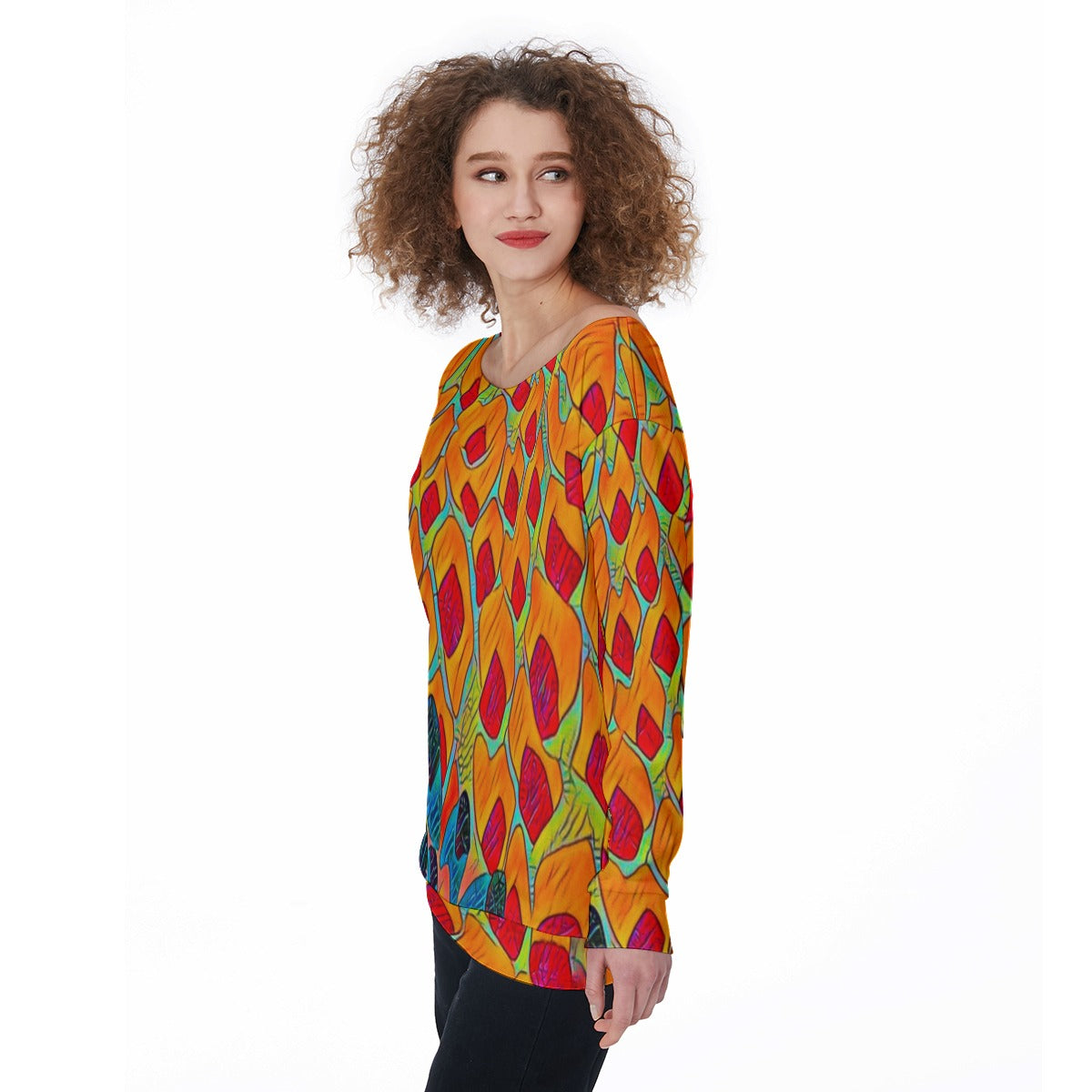 “Fractured Sunset” Off-Shoulder Sweatshirt